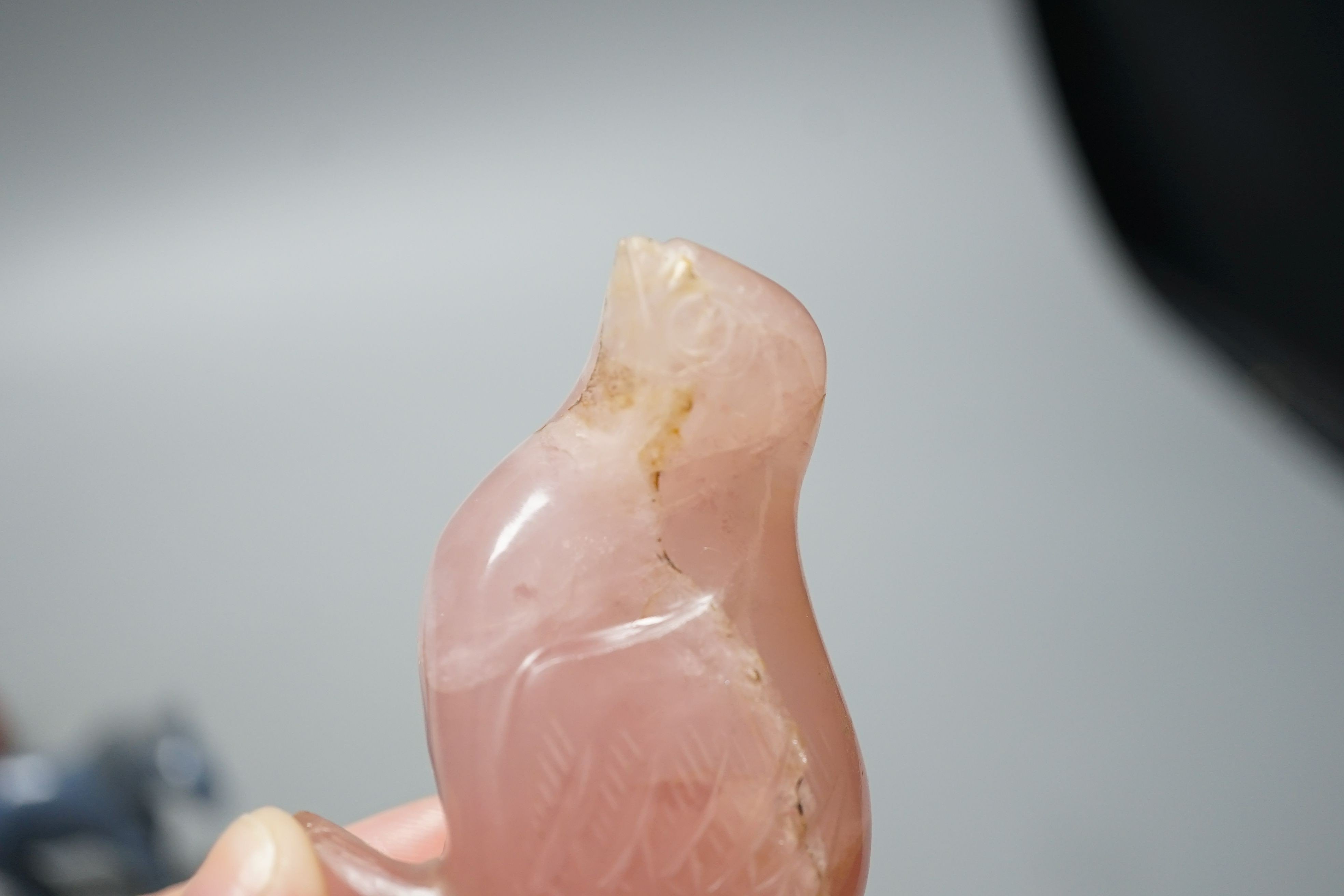 Six Chinese hardstone carvings, tallest 6cm